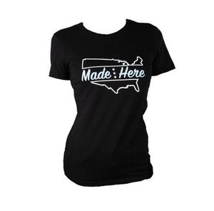 MadeHere Cross Country Women's Short Sleeve Tee XL/L Black Light Blue Cotton New